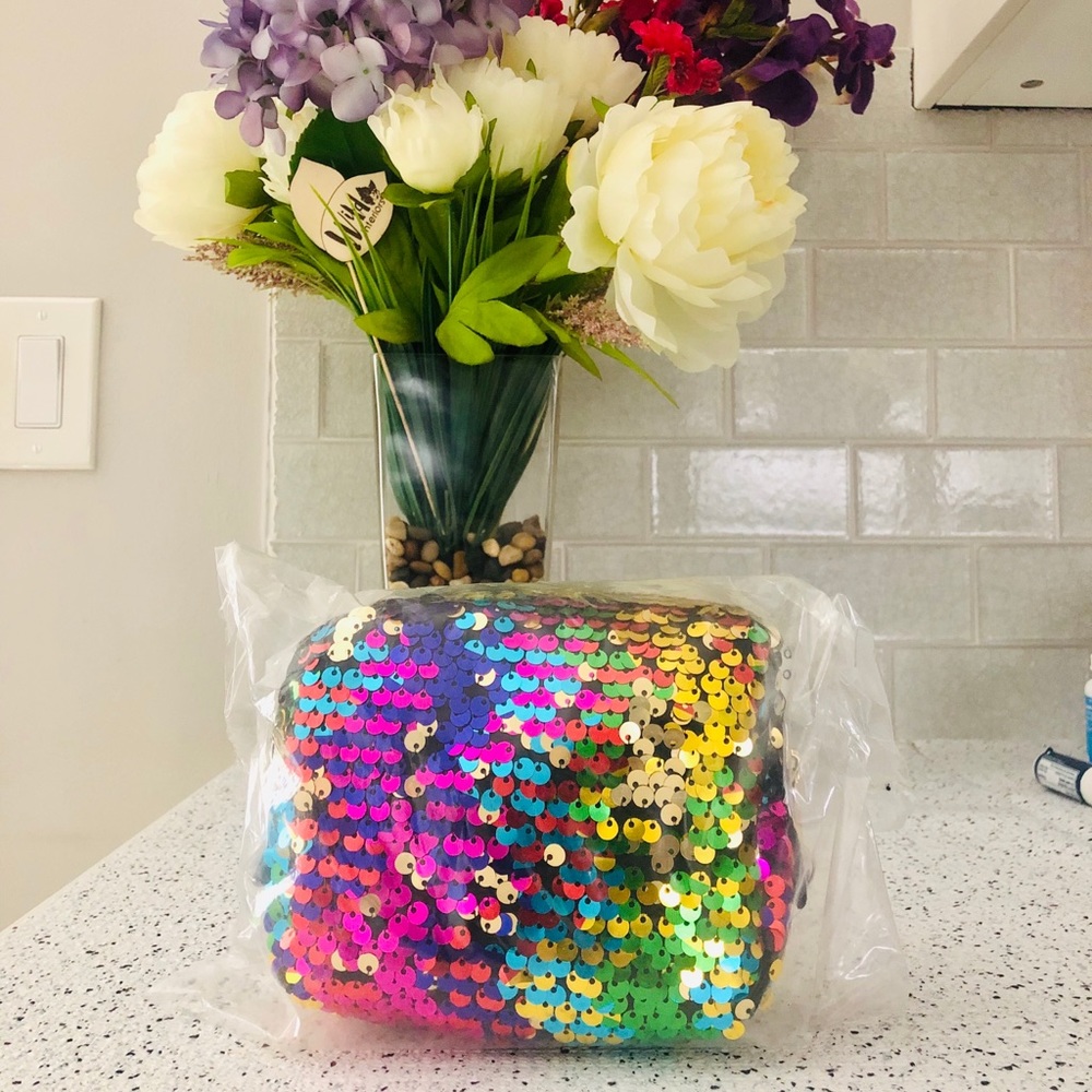 Multi-colored Sequined Makeup Pouch